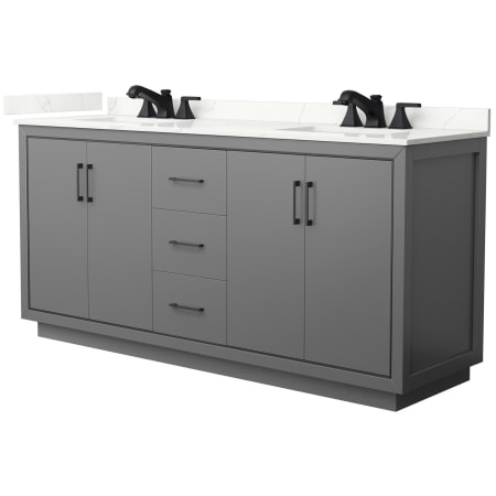 A large image of the Wyndham Collection WCF111172D-QTZ-US3MXX Dark Gray / Giotto Quartz Top / Matte Black Hardware