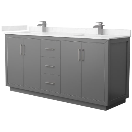 A large image of the Wyndham Collection WCF1111-72D-VCA-MXX Dark Gray / Carrara Cultured Marble Top / Brushed Nickel Hardware
