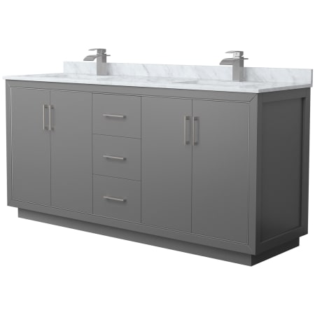 A large image of the Wyndham Collection WCF1111-72D-NAT-MXX Dark Gray / Brushed Nickel Hardware