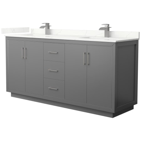 A large image of the Wyndham Collection WCF111172D-QTZ-UNSMXX Dark Gray / Giotto Quartz Top / Brushed Nickel Hardware