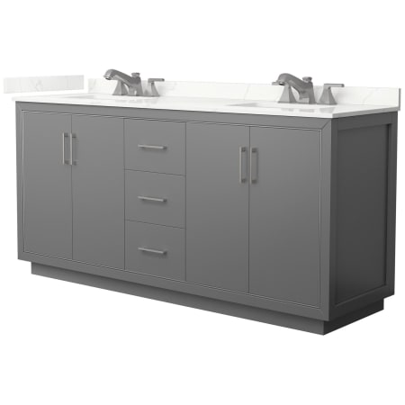 A large image of the Wyndham Collection WCF111172D-QTZ-US3MXX Dark Gray / Giotto Quartz Top / Brushed Nickel Hardware