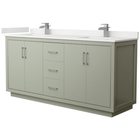 A large image of the Wyndham Collection WCF111172D-QTZ-UNSMXX Light Green / White Quartz Top / Brushed Nickel Hardware