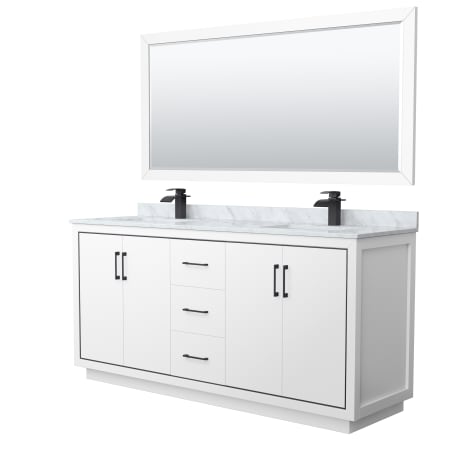 A large image of the Wyndham Collection WCF1111-72D-NAT-M70 White / Matte Black Hardware