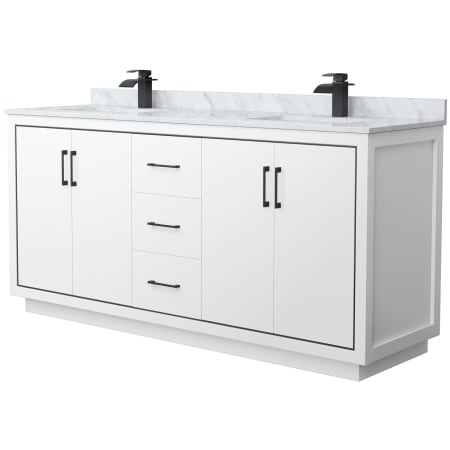 A large image of the Wyndham Collection WCF1111-72D-NAT-MXX White / Matte Black Hardware