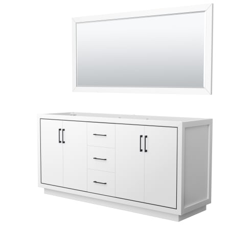 A large image of the Wyndham Collection WCF1111-72D-CX-M70 White / Matte Black Hardware