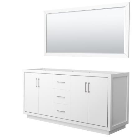 A large image of the Wyndham Collection WCF1111-72D-CX-M70 White / Brushed Nickel Hardware