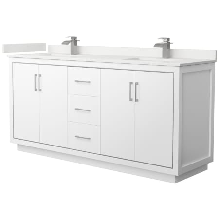 A large image of the Wyndham Collection WCF111172D-QTZ-UNSMXX White / White Quartz Top / Brushed Nickel Hardware