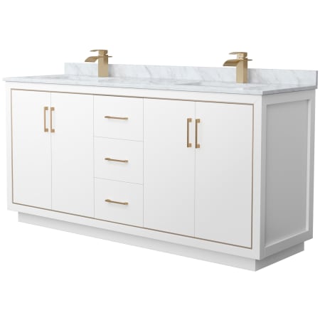 A large image of the Wyndham Collection WCF1111-72D-NAT-MXX White / Satin Bronze Hardware