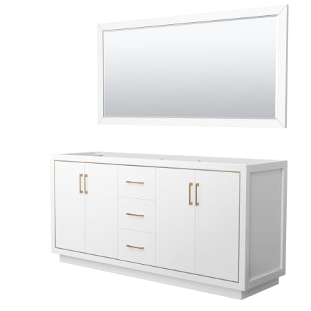 A large image of the Wyndham Collection WCF1111-72D-CX-M70 White / Satin Bronze Hardware