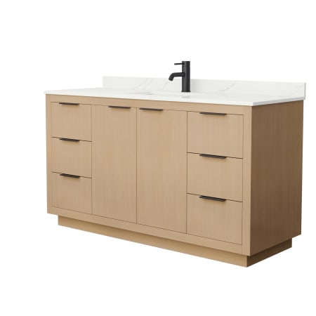 A large image of the Wyndham Collection WCF282860S-QTZ-UNSMXX Light Straw / Giotto Quartz Top / Matte Black Hardware