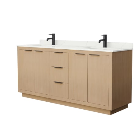 A large image of the Wyndham Collection WCF282872D-QTZ-UNSMXX Light Straw / Giotto Quartz Top / Matte Black Hardware