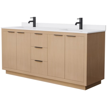 A large image of the Wyndham Collection WCF282872D-VCA-UNSMXX Light Straw / White Cultured Marble Top / Matte Black Hardware