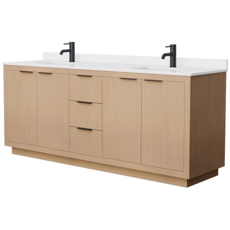 A large image of the Wyndham Collection WCF282880D-VCA-UNSMXX Light Straw / White Cultured Marble Top / Matte Black Hardware