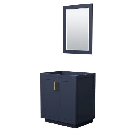 A large image of the Wyndham Collection WCF2929-30S-CX-M24 Dark Blue / Brushed Gold Hardware