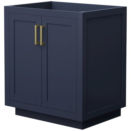 A large image of the Wyndham Collection WCF2929-30S-CX-MXX Dark Blue / Brushed Gold Hardware