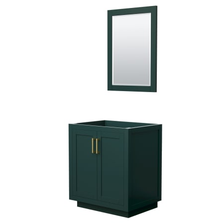 A large image of the Wyndham Collection WCF2929-30S-CX-M24 Green / Brushed Gold Hardware