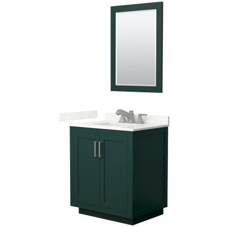 A large image of the Wyndham Collection WCF292930S-QTZ-US3M24 Green / Giotto Quartz Top / Brushed Nickel Hardware