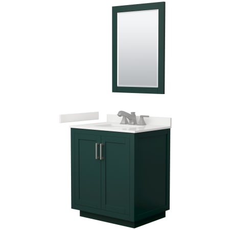 A large image of the Wyndham Collection WCF292930S-QTZ-US3M24 Green / White Quartz Top / Brushed Nickel Hardware