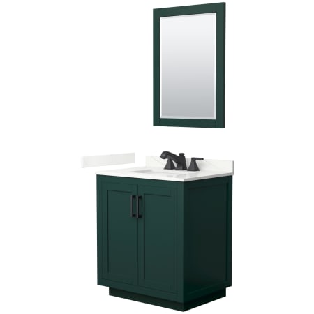 A large image of the Wyndham Collection WCF292930S-QTZ-US3M24 Green / Giotto Quartz Top / Matte Black Hardware