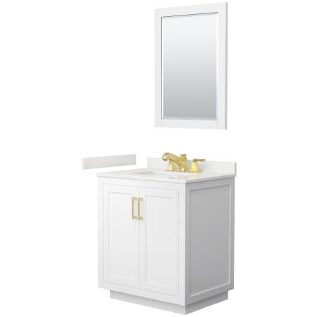 A large image of the Wyndham Collection WCF292930S-QTZ-US3M24 White / White Quartz Top / Brushed Gold Hardware