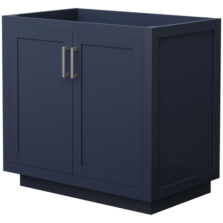 A large image of the Wyndham Collection WCF2929-36S-CX-MXX Dark Blue / Brushed Nickel Hardware