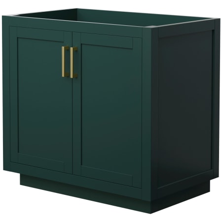 A large image of the Wyndham Collection WCF2929-36S-CX-MXX Green / Brushed Gold Hardware