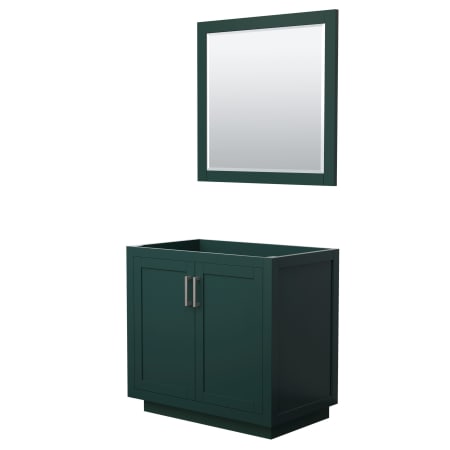 A large image of the Wyndham Collection WCF2929-36S-CX-M34 Green / Brushed Nickel Hardware