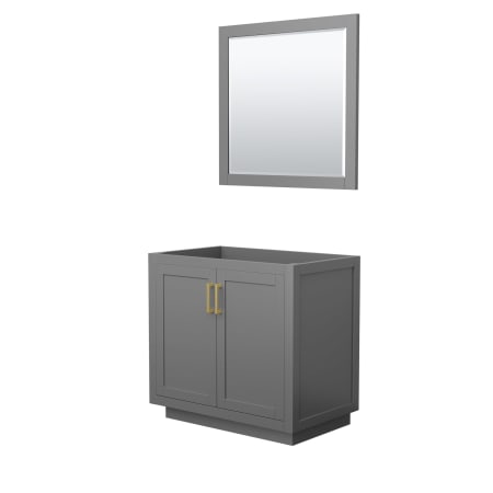 A large image of the Wyndham Collection WCF2929-36S-CX-M34 Dark Gray / Brushed Gold Hardware