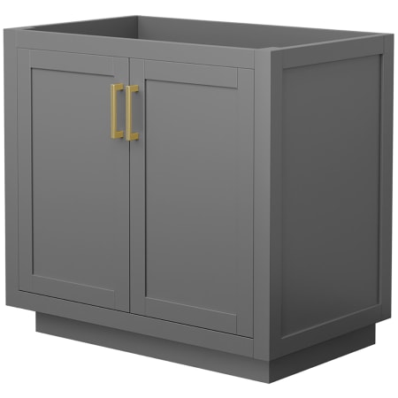 A large image of the Wyndham Collection WCF2929-36S-CX-MXX Dark Gray / Brushed Gold Hardware