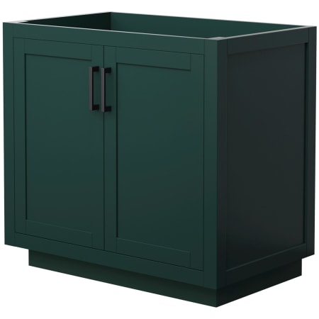 A large image of the Wyndham Collection WCF2929-36S-CX-MXX Green / Matte Black Hardware