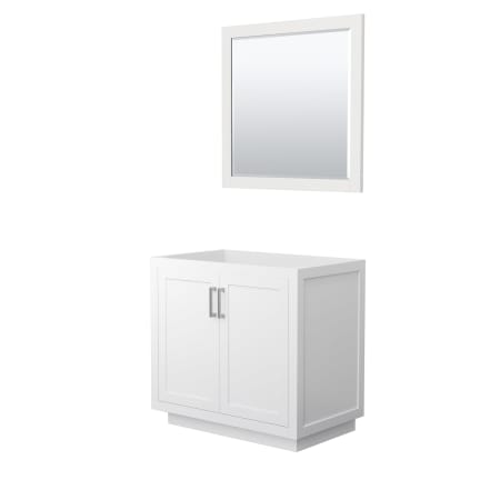 A large image of the Wyndham Collection WCF2929-36S-CX-M34 White / Brushed Nickel Hardware