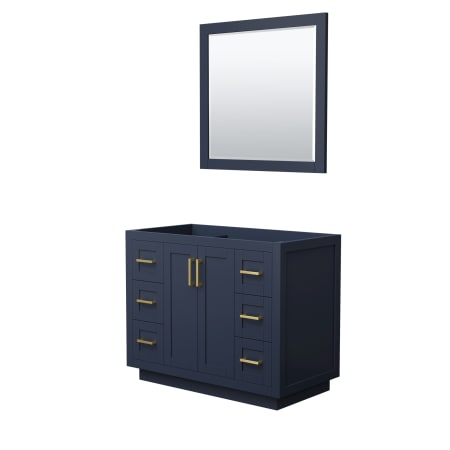A large image of the Wyndham Collection WCF2929-42S-CX-M34 Dark Blue / Brushed Gold Hardware