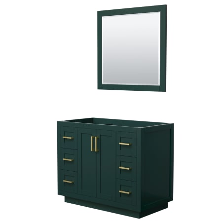 A large image of the Wyndham Collection WCF2929-42S-CX-M34 Green / Brushed Gold Hardware