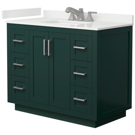 A large image of the Wyndham Collection WCF292942S-QTZ-US3MXX Green / White Quartz Top / Brushed Nickel Hardware