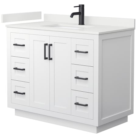 A large image of the Wyndham Collection WCF292942S-QTZ-UNSMXX White / White Quartz Top / Matte Black Hardware