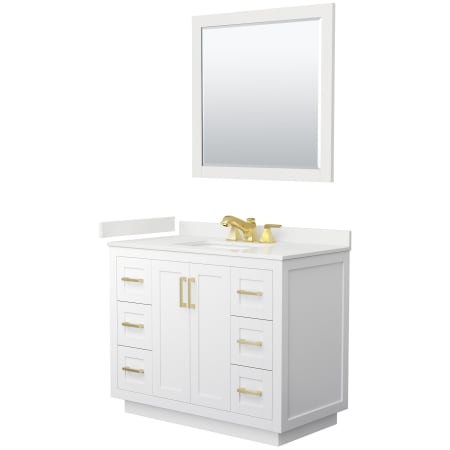 A large image of the Wyndham Collection WCF292942S-QTZ-US3M34 White / White Quartz Top / Brushed Gold Hardware