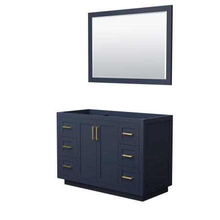 A large image of the Wyndham Collection WCF2929-48S-CX-M46 Dark Blue / Brushed Gold Hardware