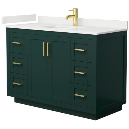A large image of the Wyndham Collection WCF292948S-QTZ-UNSMXX Green / White Quartz Top / Brushed Gold Hardware