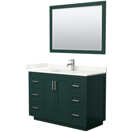 A large image of the Wyndham Collection WCF292948S-QTZ-UNSM46 Green / Giotto Quartz Top / Brushed Nickel Hardware