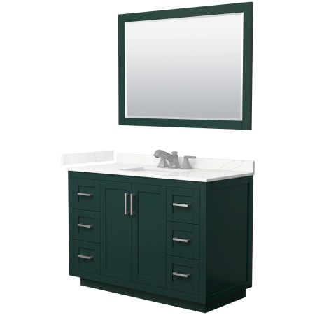 A large image of the Wyndham Collection WCF292948S-QTZ-US3M46 Green / Giotto Quartz Top / Brushed Nickel Hardware