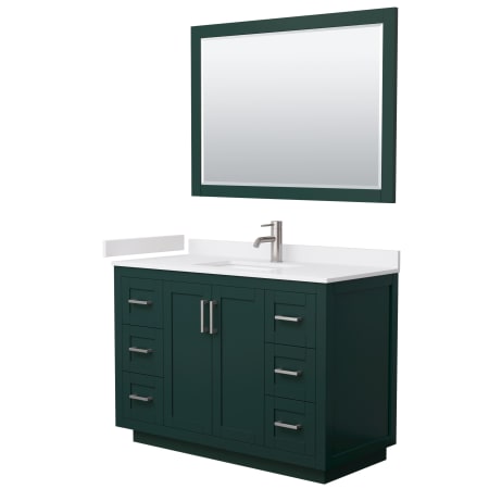 A large image of the Wyndham Collection WCF2929-48S-VCA-M46 Green / White Cultured Marble Top / Brushed Nickel Hardware