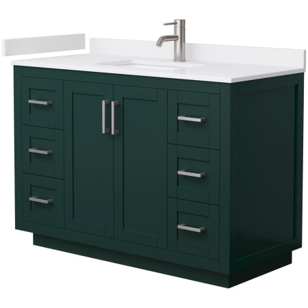 A large image of the Wyndham Collection WCF2929-48S-VCA-MXX Green / White Cultured Marble Top / Brushed Nickel Hardware