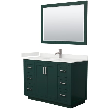 A large image of the Wyndham Collection WCF292948S-QTZ-UNSM46 Green / White Quartz Top / Brushed Nickel Hardware
