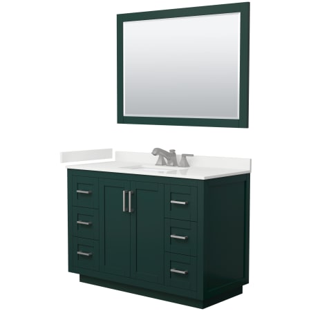 A large image of the Wyndham Collection WCF292948S-QTZ-US3M46 Green / White Quartz Top / Brushed Nickel Hardware