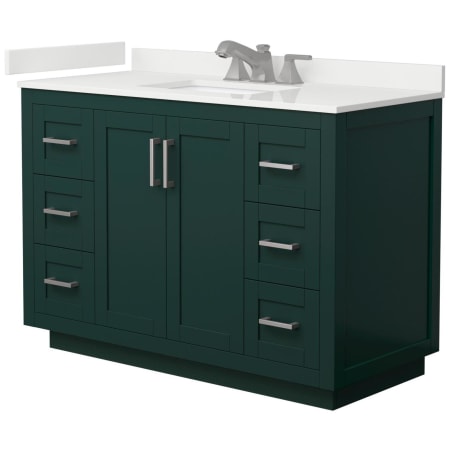 A large image of the Wyndham Collection WCF292948S-QTZ-US3MXX Green / White Quartz Top / Brushed Nickel Hardware