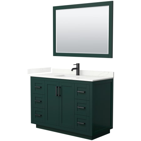 A large image of the Wyndham Collection WCF292948S-QTZ-UNSM46 Green / Giotto Quartz Top / Matte Black Hardware