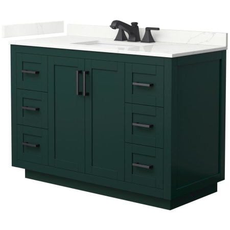 A large image of the Wyndham Collection WCF292948S-QTZ-US3MXX Green / Giotto Quartz Top / Matte Black Hardware