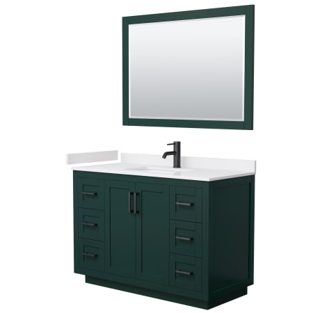 A large image of the Wyndham Collection WCF2929-48S-VCA-M46 Green / White Cultured Marble Top / Matte Black Hardware