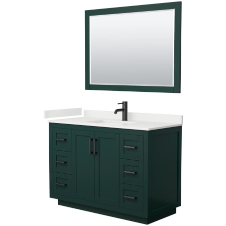 A large image of the Wyndham Collection WCF292948S-QTZ-UNSM46 Green / White Quartz Top / Matte Black Hardware