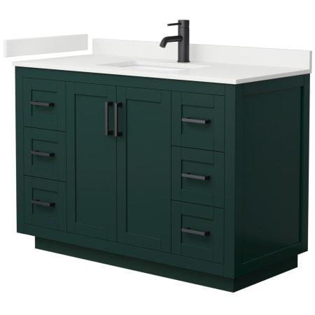 A large image of the Wyndham Collection WCF292948S-QTZ-UNSMXX Green / White Quartz Top / Matte Black Hardware